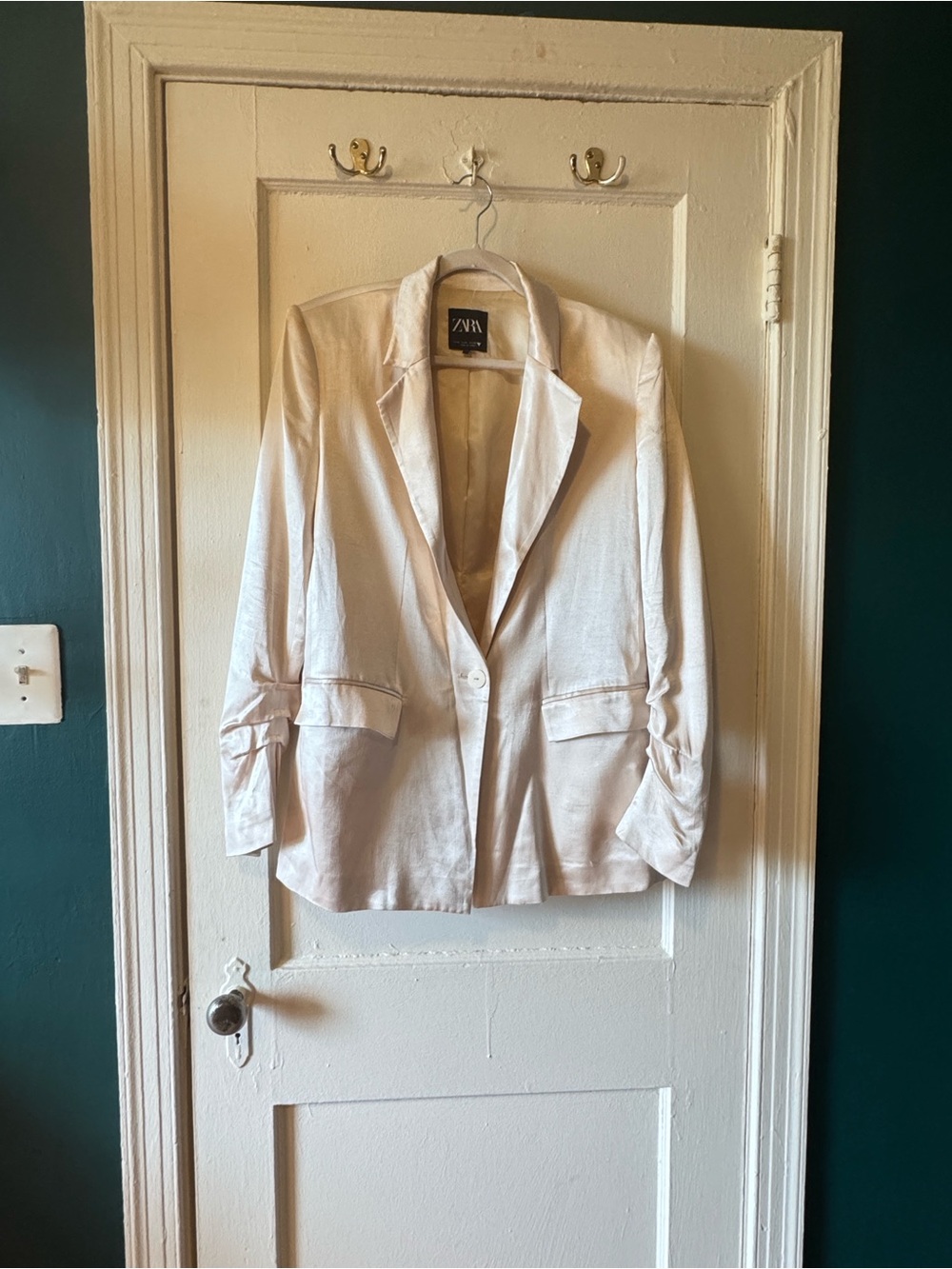 Zara Light Cream Single-Button Women's Blazer